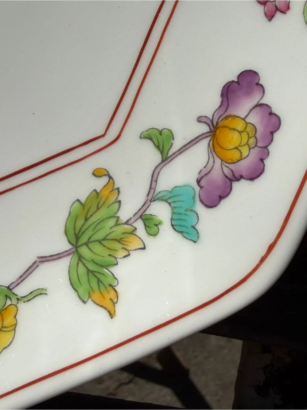 SPODE Famille Rose White Ceramic Octagonal Serving Platter Dish Plate England